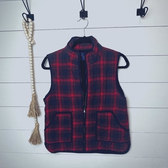 Francesca's Collections "Blue Rain" Flannel Plaid Vest Size Med - Picture 1 of 4